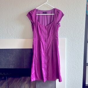 Magenta color zipper, cap sleeve cocktail dress